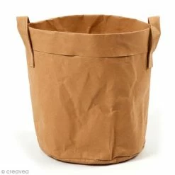 Promo 👏 Creativ Company Trousse à Décorer Panier Rond En Papier Effet Cuir Avec Anses - 19,5 X 20 Cm 🌟