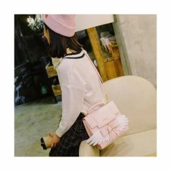 De gros ✔️ BLACK SUGAR Sac Et Pochette En Toile De Jute Sac Bandoulière Solide Kawaii Rose Ailes Sakura Lycéen Écolière Pratique Harajuku 🎉