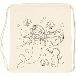 Vente flash 🥰 Creativ Company Sac à Personnaliser Sac à Cordons à Personnaliser - 37 X 41 Cm - Sirène - Naturel Clair 👍