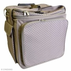 Offres 😉 Sac Scrapbooking Valise De Rangement Artemio - Taupe à Pois - 44 X 26 X 42 Cm 🎉