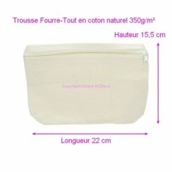 Tout neuf 🔥 Artif Trousse à Décorer Trousse Fourre-Tout En Coton Naturel 350g/m², Fourreau Haut. 15,5cm X Long. 22cm, à Décorer ⭐